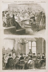 Vrouwelijke medische studenten die een lezing bijwonen, 1870 door American School